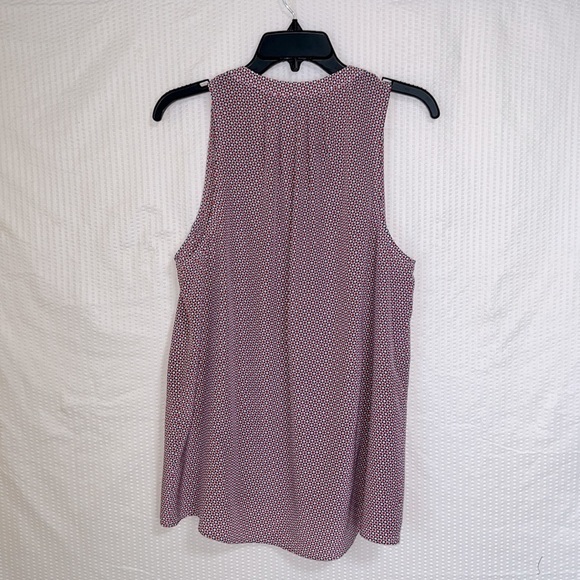 Joie Aruna 100% Silk Red, White & Blue Sleeveless Split Neck Blouse Top - Size L - Picture 5 of 10